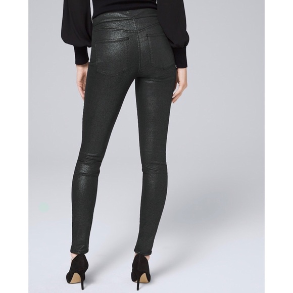 Black Metallic Skinny Jeans - Picture 2 of 6